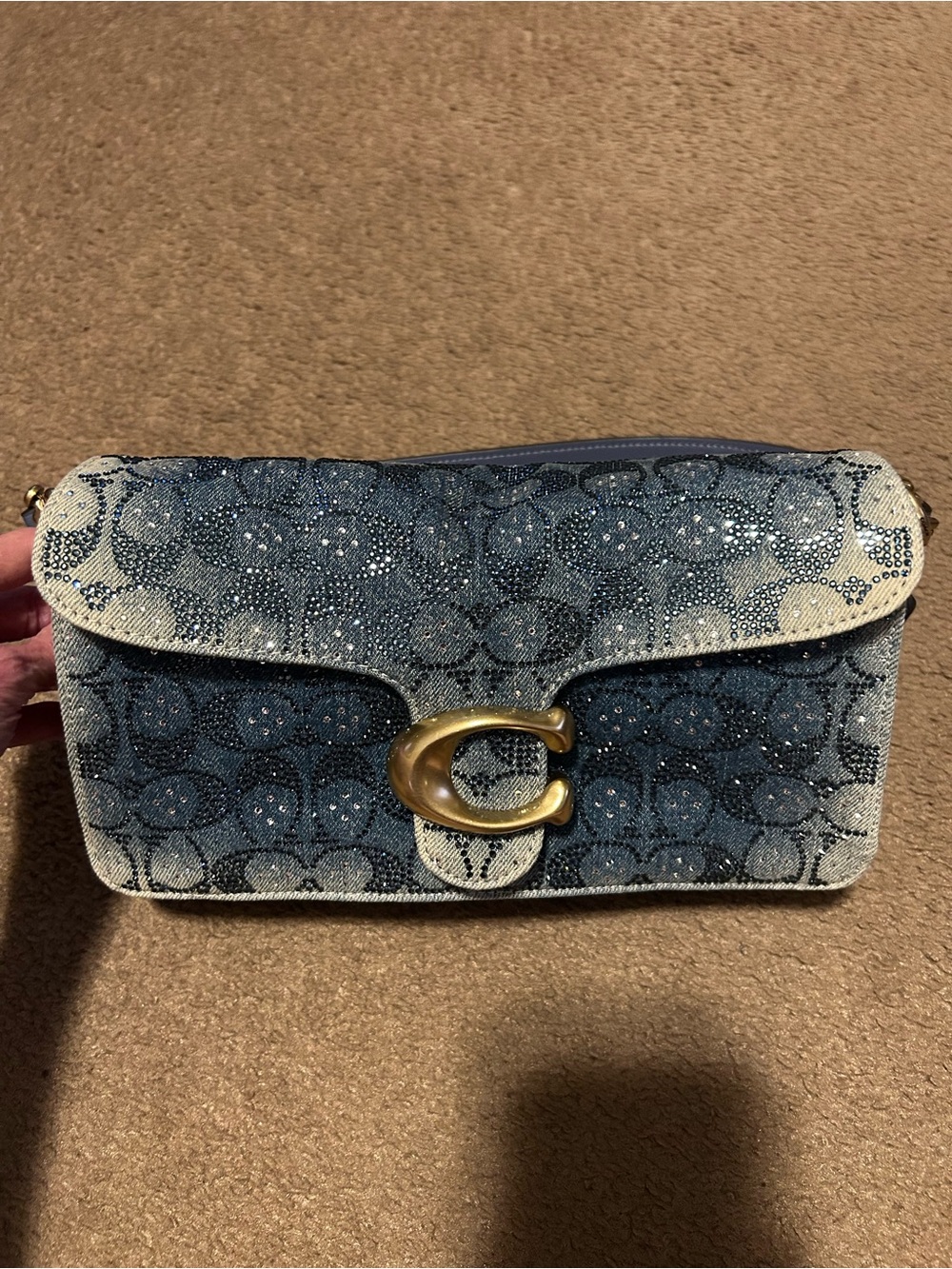 Coach Tabby Shoulder Bag 26
In Regenerative Cotton Denim With Crystal Signature